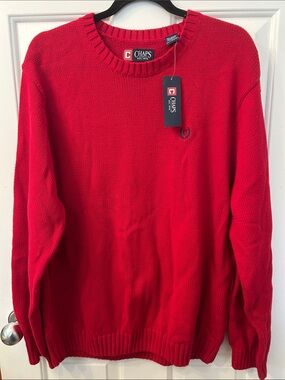 Chaps Men's Bright Red Crewneck Knit Sweater